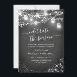 Invitation Chalkboard Snowflake Éclairage à cordes Noël rouge<br><div class="desc">Plus Jolies invitations de Noël dans le Little Bayleigh Store!</div>