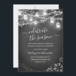 Invitation Chalkboard Snowflake Éclairage à cordes Noël rouge<br><div class="desc">Plus Jolies invitations de Noël dans le Little Bayleigh Store!</div>