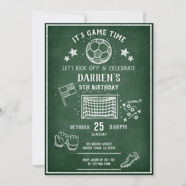 Invitation Chalkboard Soccer moderne Toutes les étoiles Anniv (Devant)