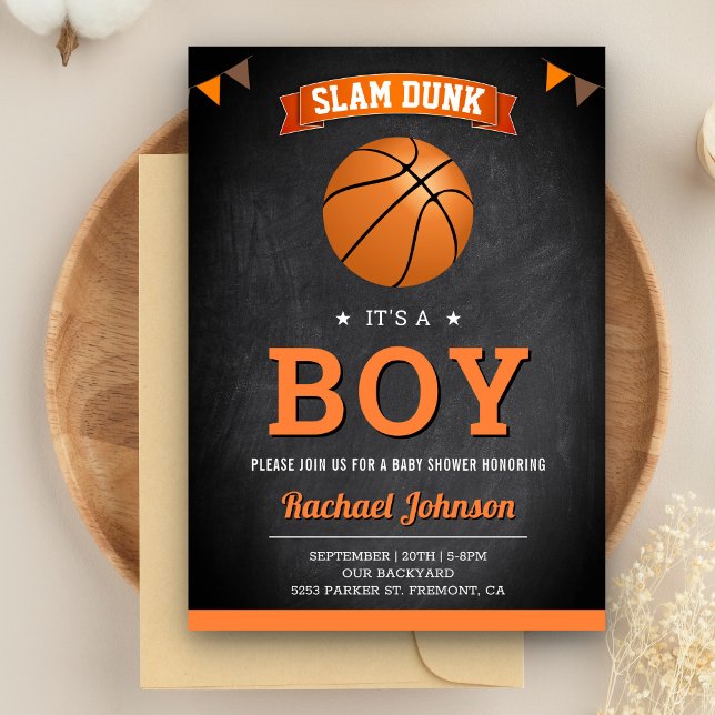 Invitation Chalkboard Sports Boy Baby shower de basket-ball (Créateur téléchargé)
