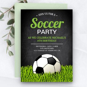 Invitation Chalkboard Sports Enfants Football fête d'annivers
