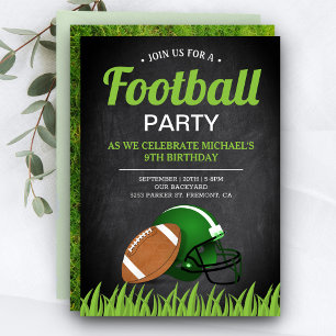 Invitation Chalkboard Sports Enfants Football fête d'annivers