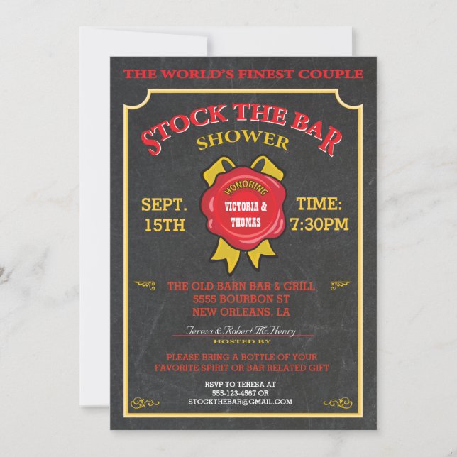 Invitation Chalkboard Stock de l'invitation de bar (Devant)