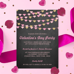 Invitation Chalkboard String Love Coeur Saint Valentin