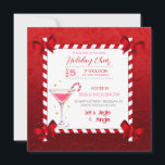 Invitation Chalkboard Sucre de canne Cadre Cocktail Fête de V<br><div class="desc">Cadre sucre de canne avec arcs d'angle et cocktail martini sur un arrière - plan rouge.</div>