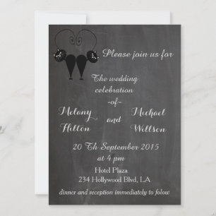 Invitation Chalkboard tendance drôle chat amour couple mariag