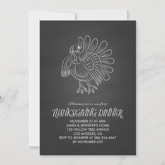 Invitation Chalkboard Turkey Thanksgiving (Devant)