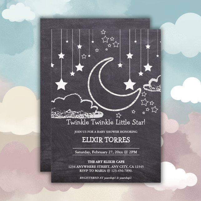 Invitation Chalkboard Twinkle Twinkle Little Star Baby shower (Créateur téléchargé)