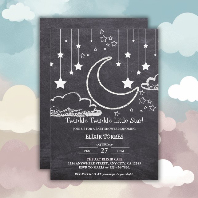 Invitation Chalkboard Twinkle Twinkle Little Star Baby shower (Créateur téléchargé)