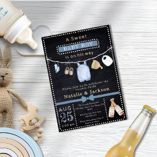 Invitation Chalkboard Vêtements de garçon Bière Baby shower I