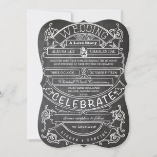 Invitation Chalkboard Vintage Moderne Mariage de typographie