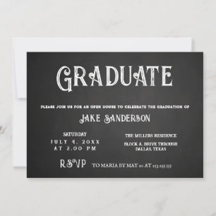 Invitation Chalkboard Vintage Open House Graduation