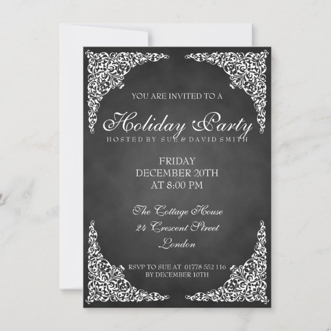 Invitation Chalkboard Vintage Swils Fête (Devant)