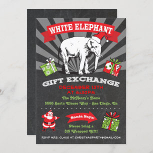 Invitation Chalkboard White Elephant Échange de cadeaux