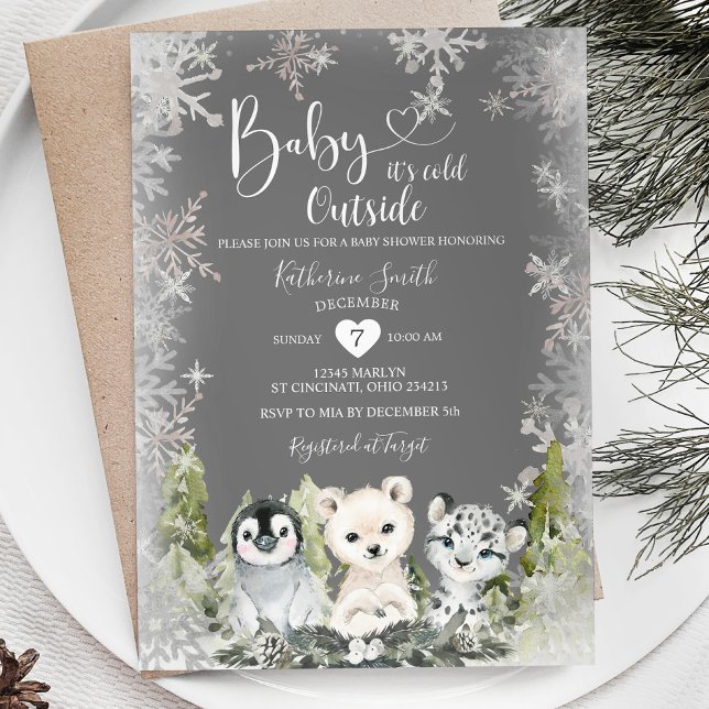 Invitation Chalkboard Winter Arcakes Baby shower Snowflakes (Créateur téléchargé)