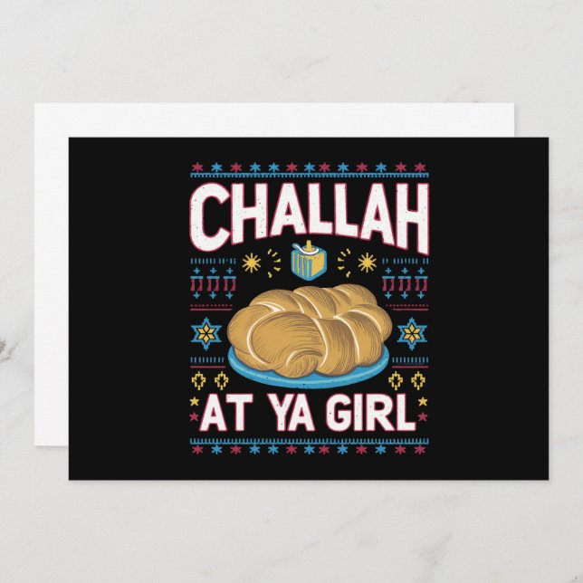 Invitation Challah Sur Ya Girl Funny Hanoukka Food Chanukah (Devant / Derrière)