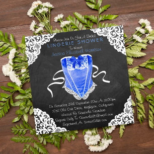 Invitation Chaluche en dentelle blanche en corse bleue Douche