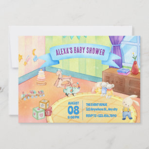 Invitation Chambre bébé avec baby shower jouets