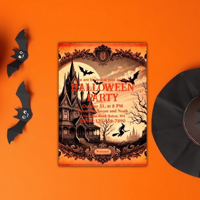 Invitation Chambre de l'Halloween victorienne gothique (Haunted House Gothic Victorian Vintage Halloween Invitation)