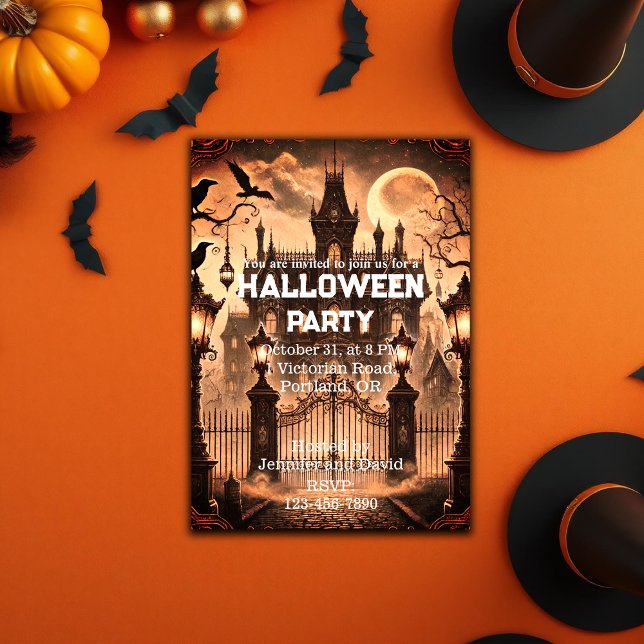 Invitation Chambre de l'Halloween victorienne gothique (Gothic Victorian Haunted House Halloween Party Invitation)