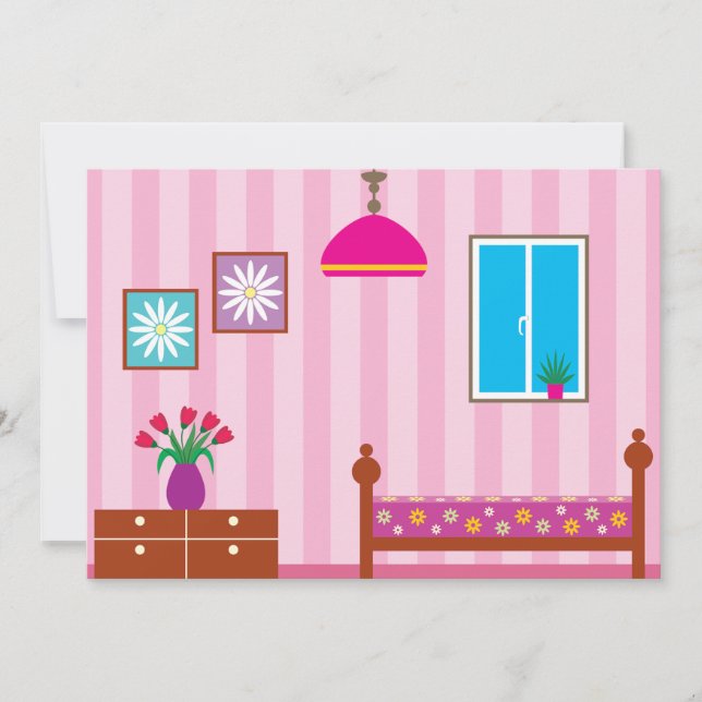 Invitation Chambre Fleurie Rose Enfants (Devant)