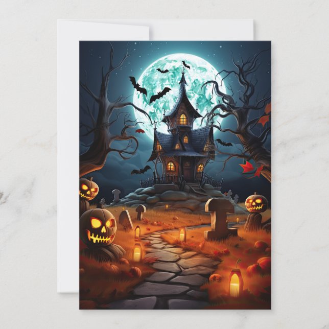 Invitation Chambre Hantée Éffrayante de la fête d'Halloween (Devant)