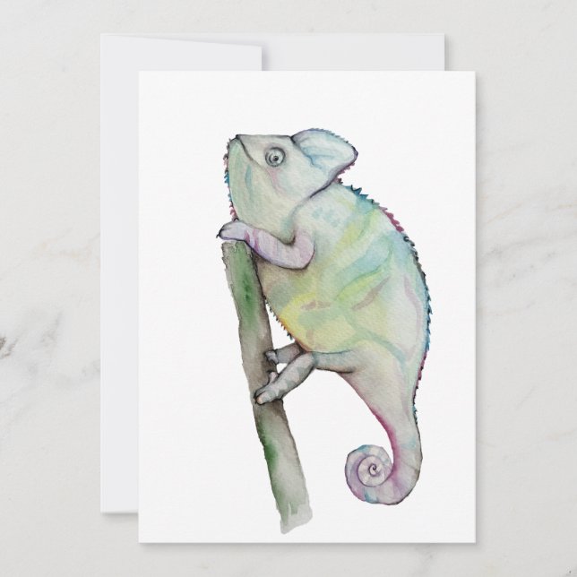 Invitation Chameleon à aquarelle mignonne (Devant)