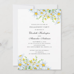 Invitation Chamomille aquarelle. Fête de fiançailles florales