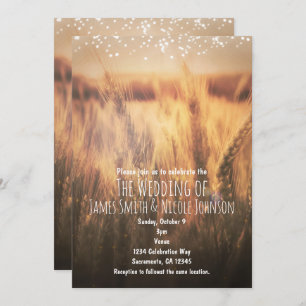 Invitation Champ de blé Mariage campagnard rustique Invitatio