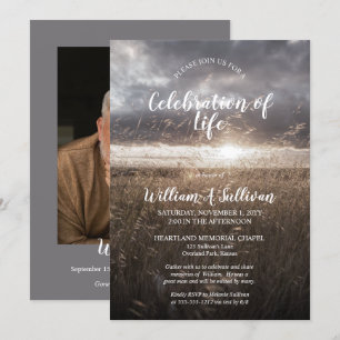 Invitation Champ de blé Sunset Photo Célébration de la vie
