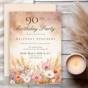 Invitation Champ de fleurs sauvages à l'aquarelle élégant pou