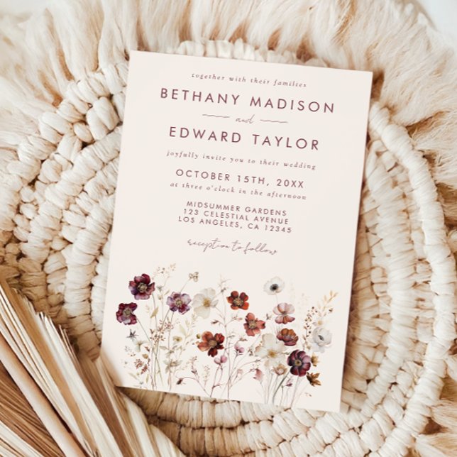 Invitation Champ de fleurs sauvages beige automne Mariage (Créateur téléchargé)