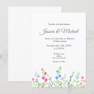 Invitation Champ de Fleurs sauvages d'aquarelle mixte