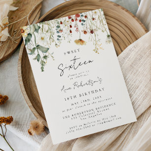 Invitation Champ de fleurs sauvages d'été pour 16 ans
