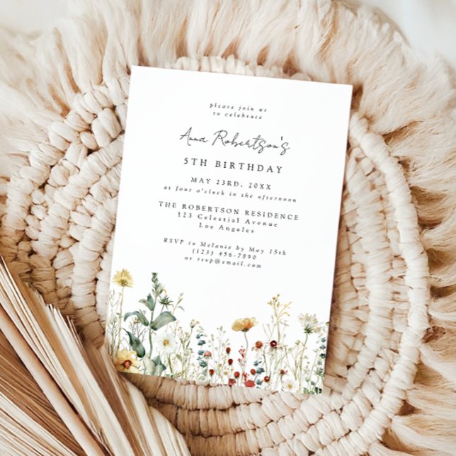 Invitation Champ de fleurs sauvages d'été pour un anniversair (Créateur téléchargé)