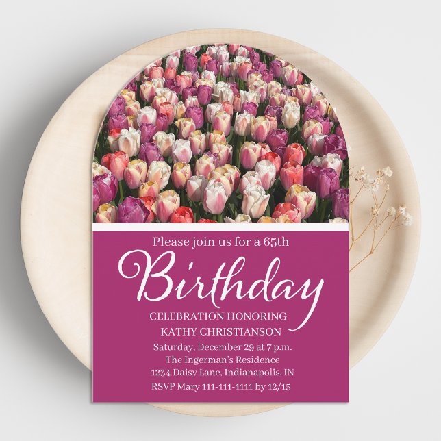 Invitation Champ de tulipes pour une fête d'anniversaire épou (Créateur téléchargé)
