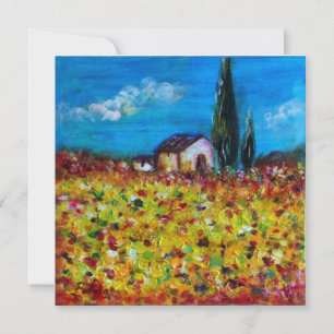 Invitation CHAMP JAUNE, rouge vert violet blanc