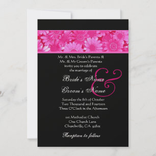 Invitation Champ rose de marguerites Papier métallique Mariag