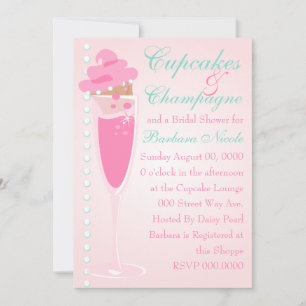 Invitation Champage, Cupcakes & Perles
