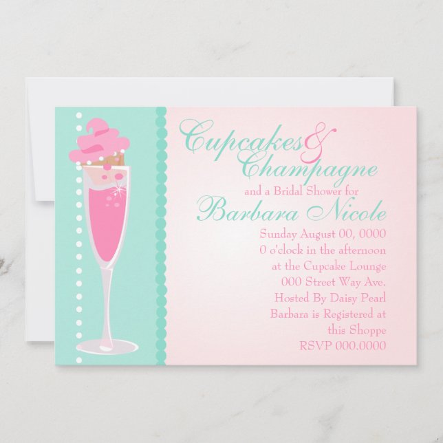 Invitation Champage, Cupcakes & Perles (Devant)