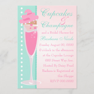 Invitation Champage, Cupcakes & Perles