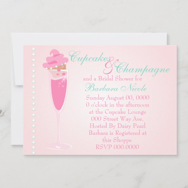 Invitation Champage, Cupcakes & Perles (Devant)