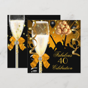 Invitation Champagne 40 ans & Fabuleux Noir Or