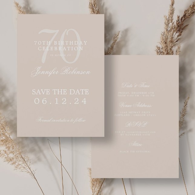 Invitation Champagne 70e anniversaire Enregistrer la date ave (Champagne 70th Birthday Save the Date w/ Details Invitation)