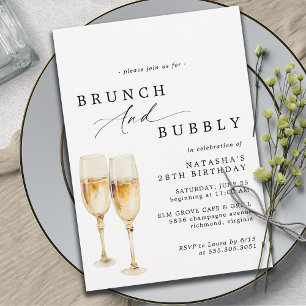 Invitation Champagne aquarelle   Brunch & Bubbly Anniversaire