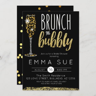 Invitation Champagne Black Gold Brunch & Bubbly Douche nuptia