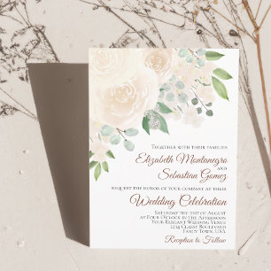 Invitation Champagne Blush Peach Floral Elegant Boho Mariage