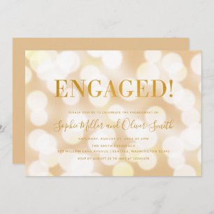 Invitation Champagne Bokee Faux Gold Engagement Party
