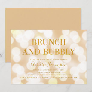 Invitation Champagne Bokeh Brunch et Fête des mariées Bubbly