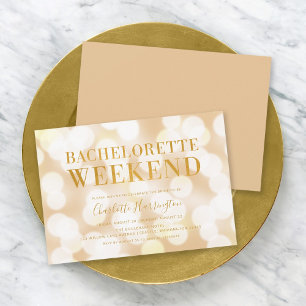 Invitation Champagne Bokeh Lights Bachelorette Week-end